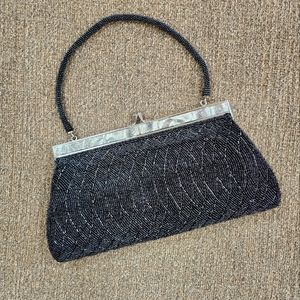 Vintage Black Beaded Evening Clutch